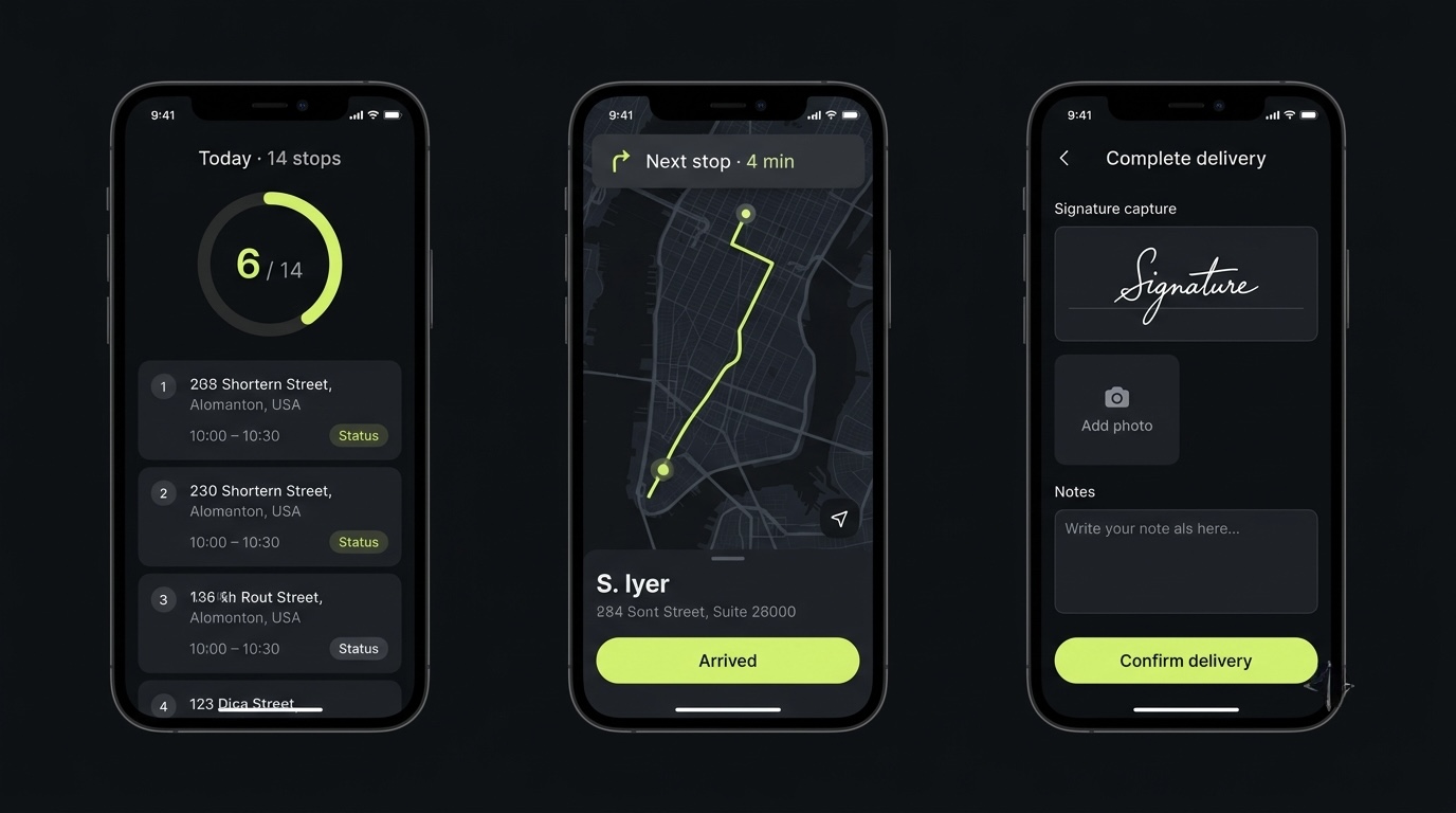 Pilot — Driver app — the run for the day, one task at a time.